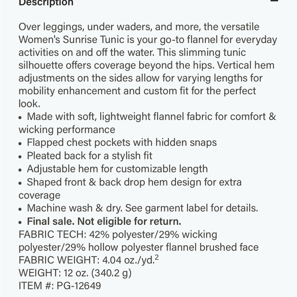 Simms Women's Sunrise Tunic - Med - Picture 9 of 10